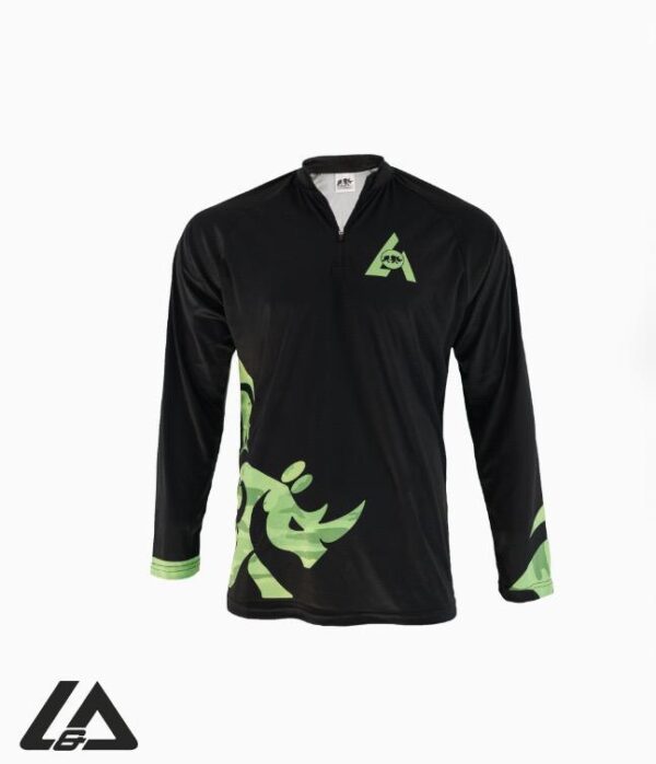 MENS GOLFER L/S SHOOTER COLLAR BLACK & GREEN
