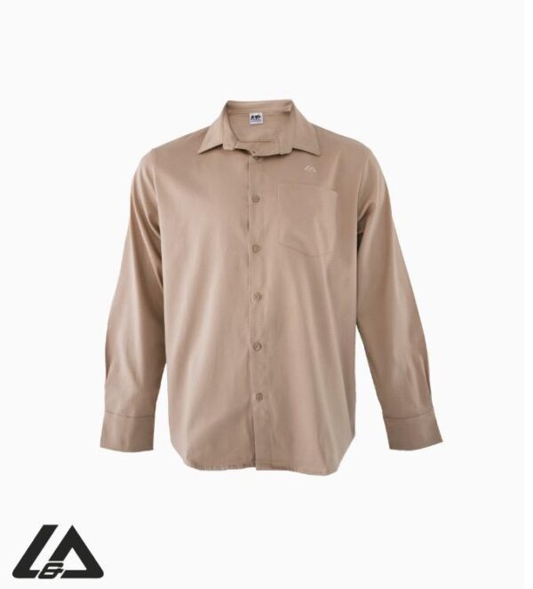MENS REGULAR FIT BUTTON L/S SHIRT KHAKI