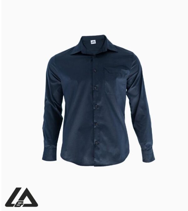 MENS SLIM FIT BUTTON L/S SHIRT NAVY