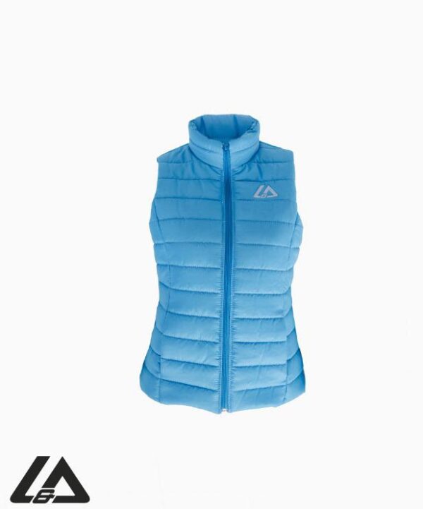 LADIES PUFFER SLEEVELESS JACKET SKYBLUE