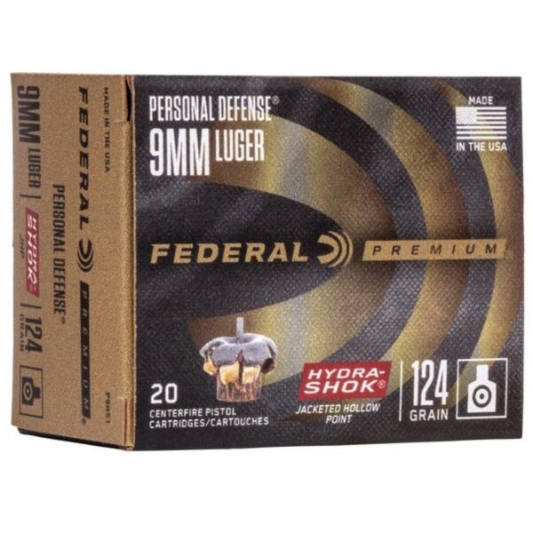 Ammo 9mm Luger 124gr Hydra Shock (20)