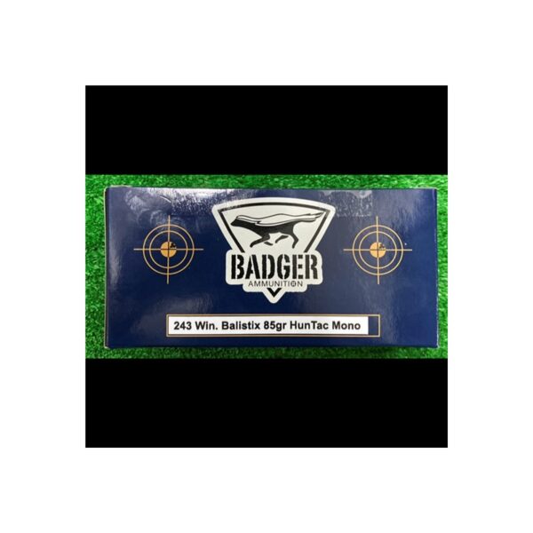 BADGER AMMO 243 WIN BALISTIX 85GR HUNTAC