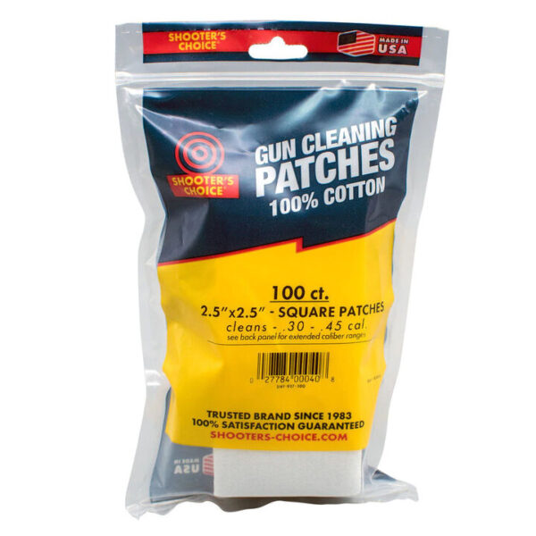 SHOOTERS CHOICE 2.5" COTTON GUN CLEANING PATCHES (Includes 100 2.5 inch squ
