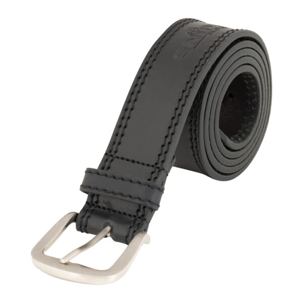BLACK DOUBLE STITCH LEATHER BELT-L