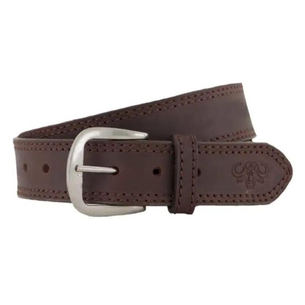 DARKBROWN DOUBLE STITCH LEATHER BELT-L