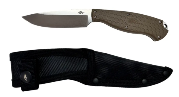 H.BADGER OUTFITTER BLADE CAMP KNIFE TAN NYL SHEATH